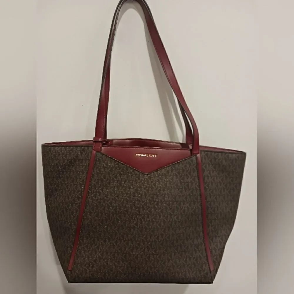 Michael Kors Brown & Bergundy Purse Tote Bag